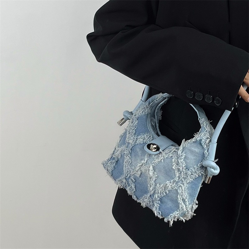 Túi denim Đeo Chéo Đính Tua Rua Phong Cách Retro 2022 Gylb1619