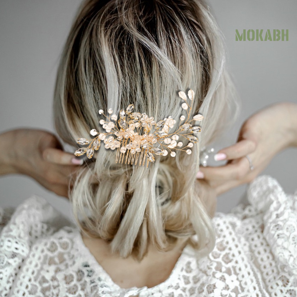 Lược Cài Tóc Đính Ngọc Trai Nhân Tạo Handmade Chống Trượt Dành Cho Cô Dâu