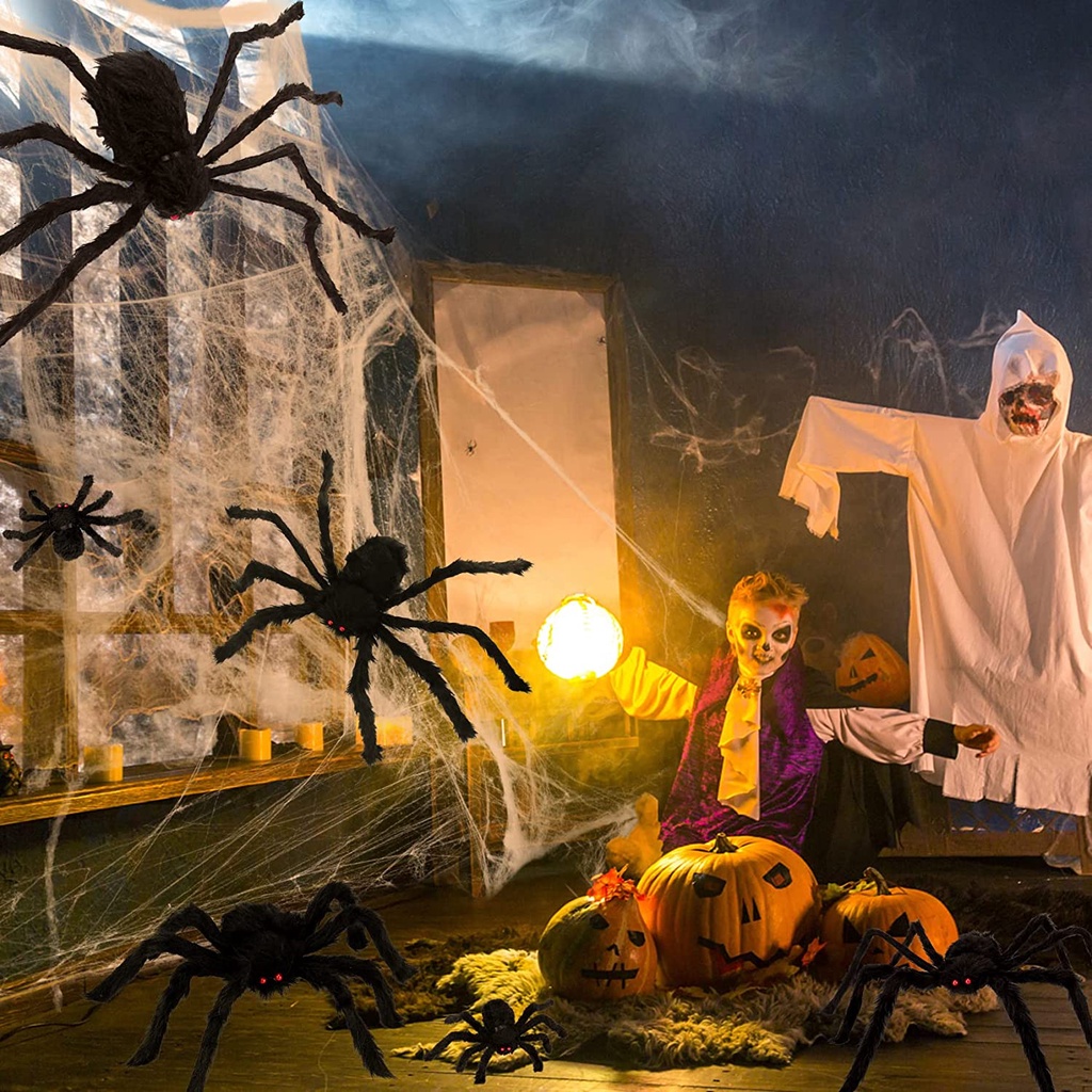 Nhện Giả Màu Đen 30 / 75 / 125cm Trang Trí Halloween