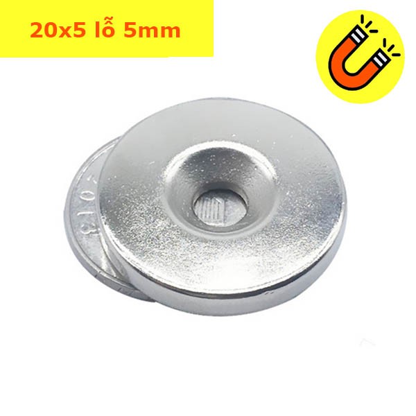 Nam châm tròn có lỗ 20x5 lỗ 4mm, 20x5 lỗ 5mm