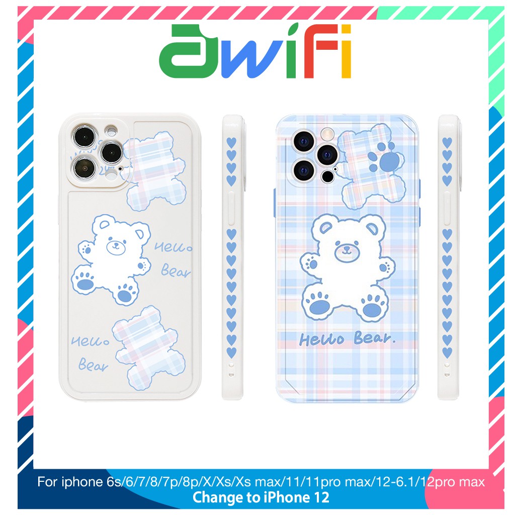 Ốp lưng iphone viền nổi bóng hello bear 6/6plus/6s/6splus/7/7plus/8/8plus/x/xr/xs/11/12/pro/max/promax - Awifi U3-5