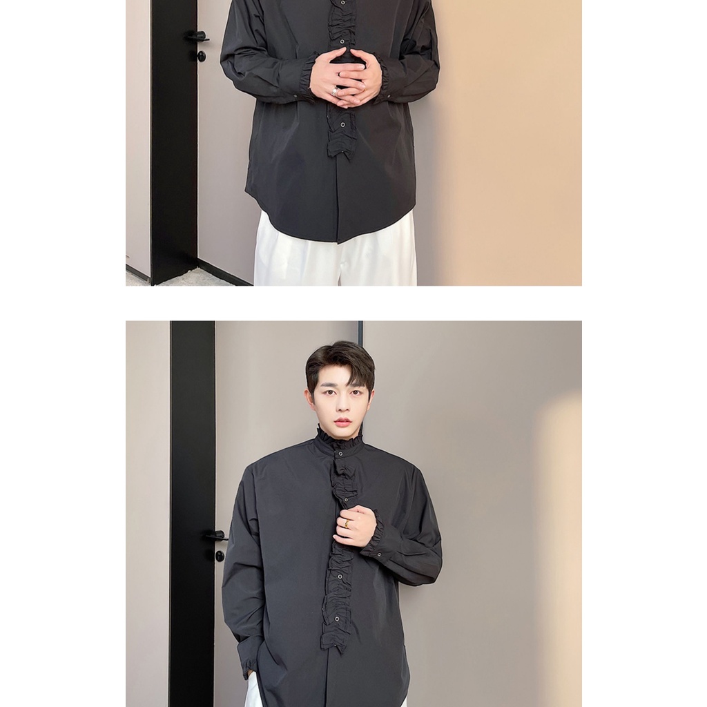 Áo Sơ Mi Nam Cổ Đứng Cột Dây Thời Trang Xuân 2022