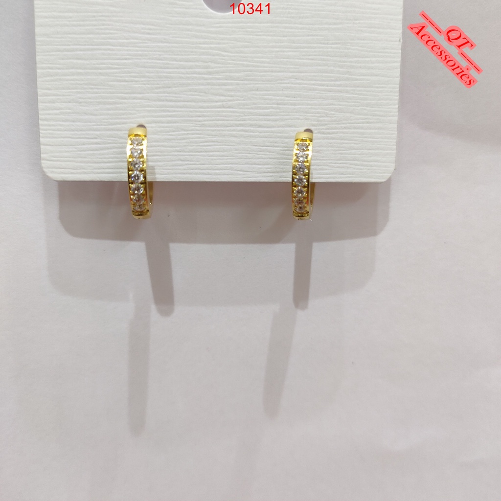 Bông tai titan mạ vàng 99k tròn một hàng đá