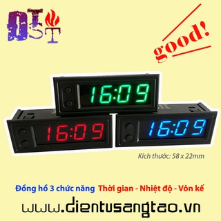 Đồng hồ 3 chức năng Thời gian - Nhiệt độ - Vôn kế