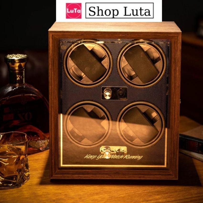 Hộp Đựng Đồng Hồ Cơ, Hộp Lắc Automatic 4 Chiếc, Chất Gỗ Dày, 25x16x29 cm, Có Bảo Hành 1 Đổi 1