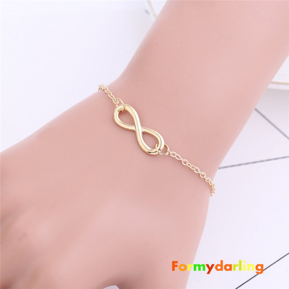 Vòng đeo tay móc xích mặt hình số 8 thời trang cho nữ