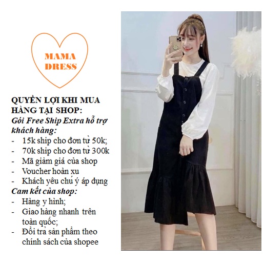 SET Váy yếm bầu đẹp giá rẻ Đầm bầu thu đông thiết kế đuôi cá cho mẹ bầu nơi công sở dự tiệc V34