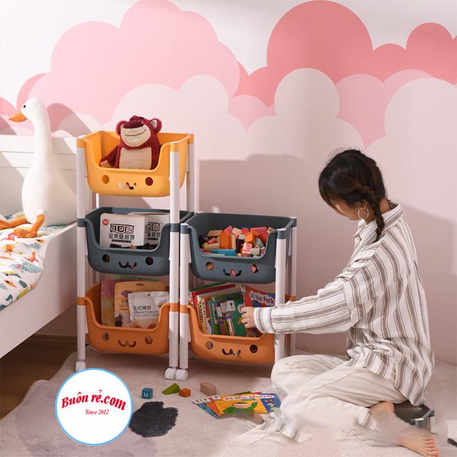 Kệ GẤU HOKORI Việt Nhật (MS:5576) đựng đồ đa năng - Kệ Nhựa Hokori 2,3 tầng có bánh xe di chuyển tiện lợi 01515