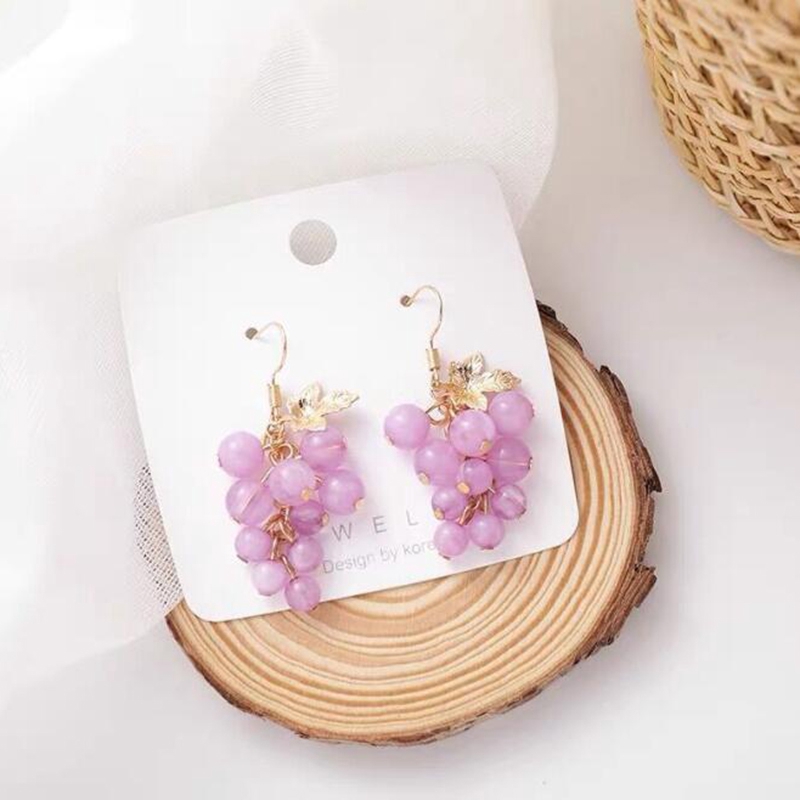 Bông tai dài hình bướm đính đá màu tím phong cách retro