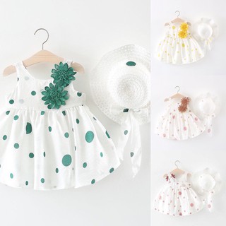 N00462 set váy chấm bi kèm mũ cho bé