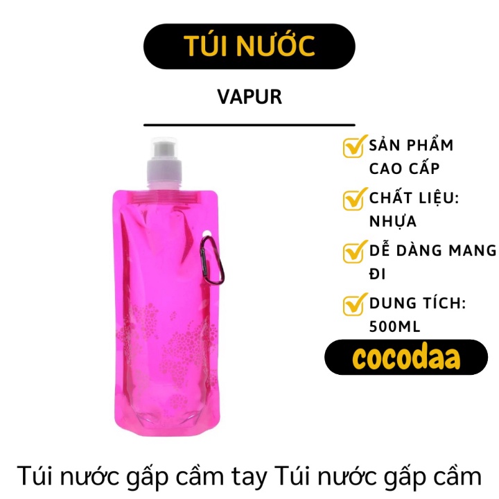 Túi Nước - Bình Nước Thể Thao Vapur Dạng Túi 500ml Có Thể Gấp Gọn Phù Hợp Dã Ngoại 7720 [FREESHIP]
