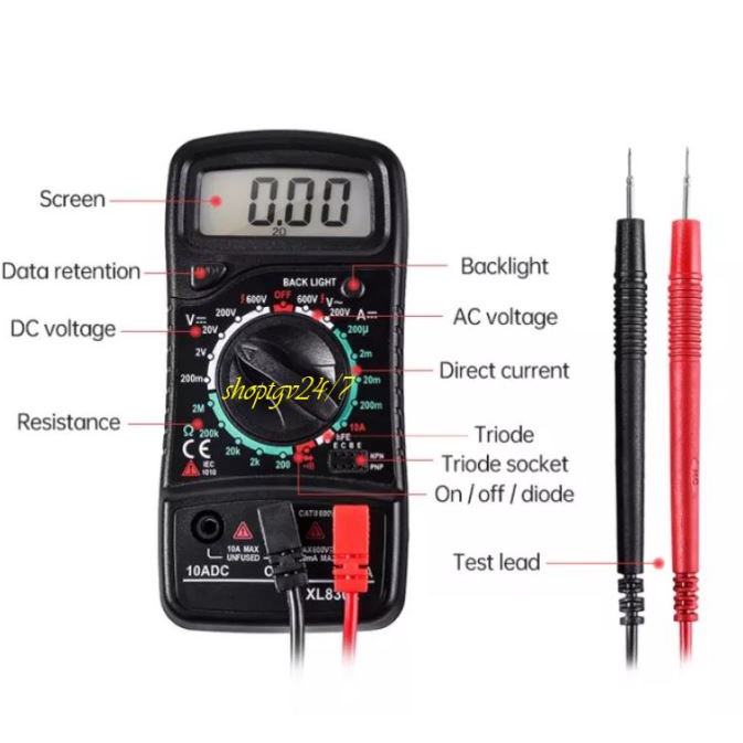 Đồng hồ đo điện XL830L, XL 830 nhỏ gọn (Có Sẵn Pin)