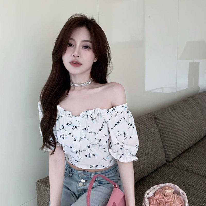 Áo Sơ Mi Tay Phồng Họa Tiết Hoa Thời Trang Mới Cho Nữ