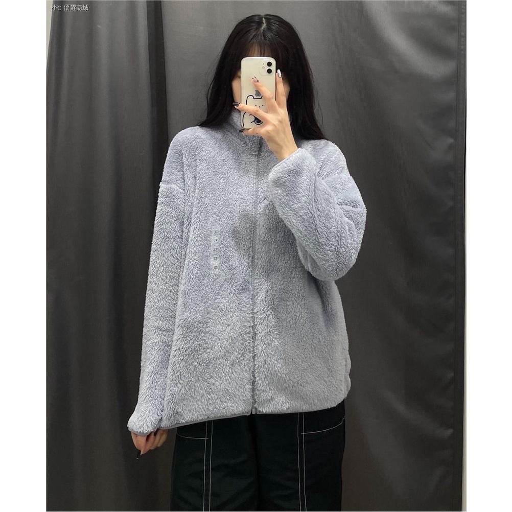 ☊Áo Khoác Lông Cừu Dáng Dài Cổ Đứng Phối Khóa Kéo Thời Trang Thu Đông Cho Nữ 2021439138