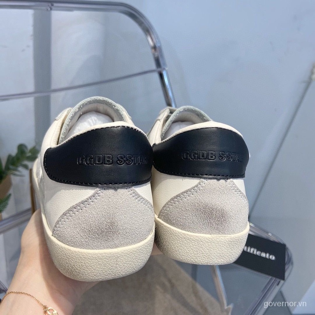 Giày thể thao da đế bằng tăng chiều cao phong cách retro cho nữ