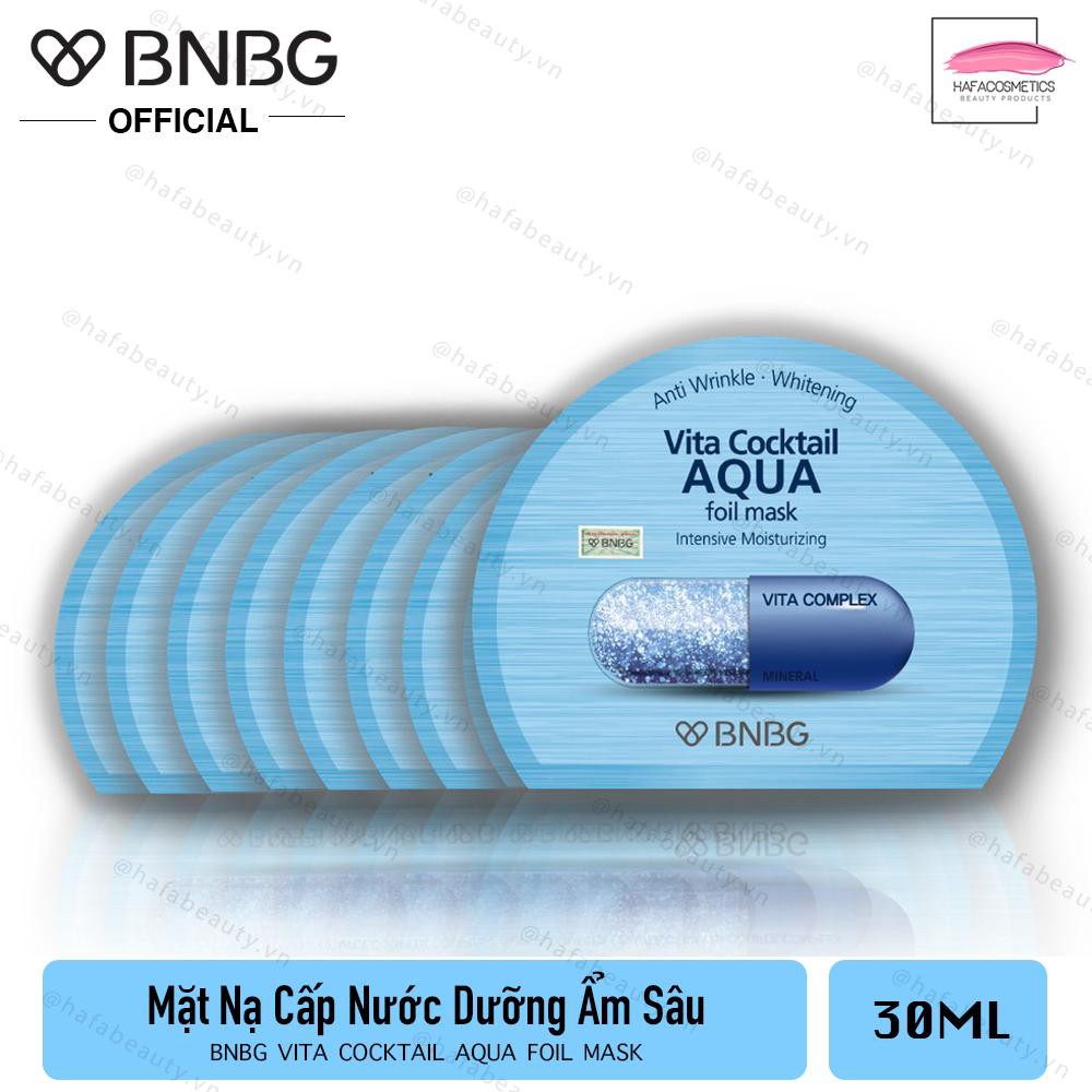 Combo 10 Mặt nạ lá nguyên khối dưỡng da ẩm mượt BNBG Vita Cocktail Aqua Foil Mask - Moisturizing.màu xanh