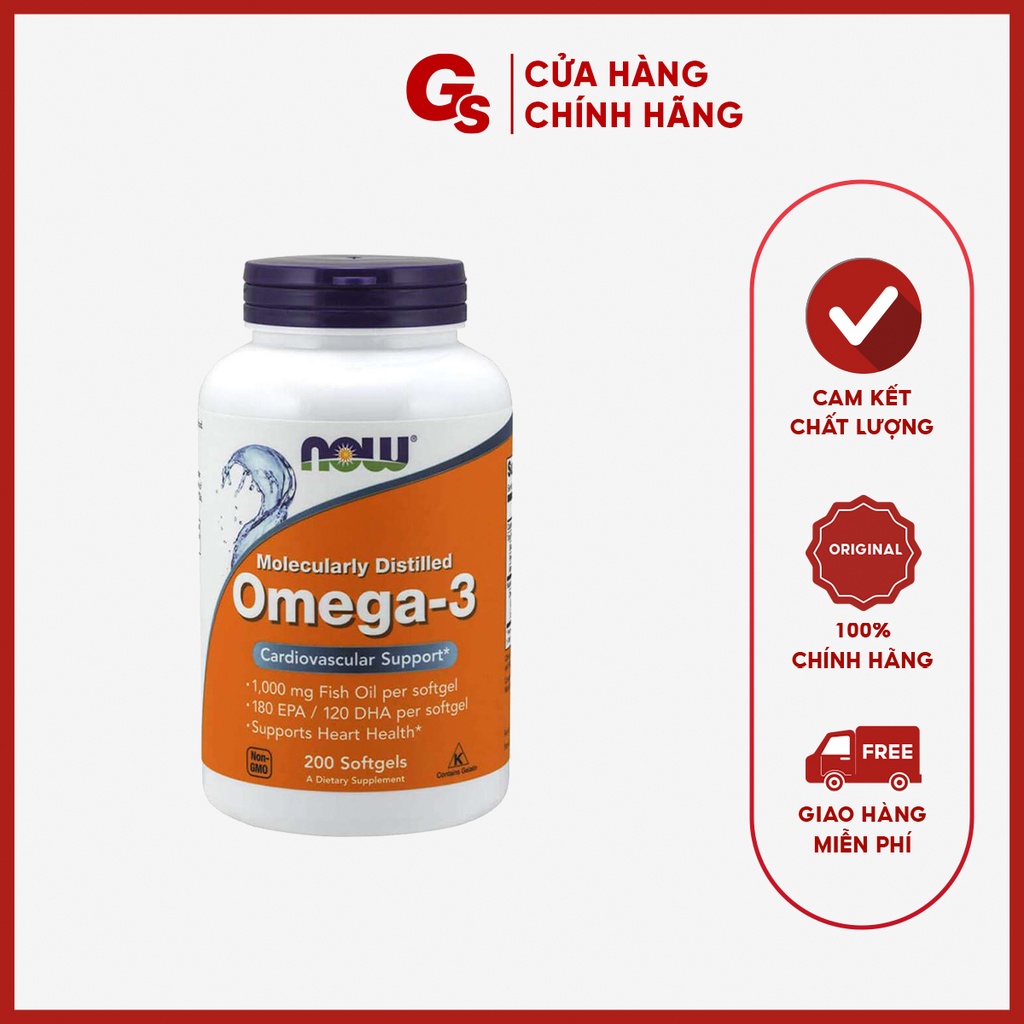 Viên uống dầu cá NOW Omega 3 nhập khẩu Mỹ hỗ trợ thị lực, trí não, hệ thần kinh và làm đẹp da