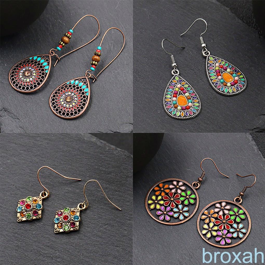 4 Pair/set Ethnic Style Alloy Earring Women Dangling Ear Hook Earring Girls Bohemian Ear Jewelries  【broxah】