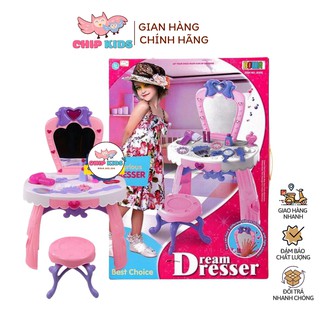 Bàn trang điểm cho bé gái ⚡️𝐂𝐡𝐢́𝐧𝐡 𝐇𝐚̃𝐧𝐠 ⚡️ có ghế ngồi-23 chi tiết kèm nhiều phụ kiện trang điểm
