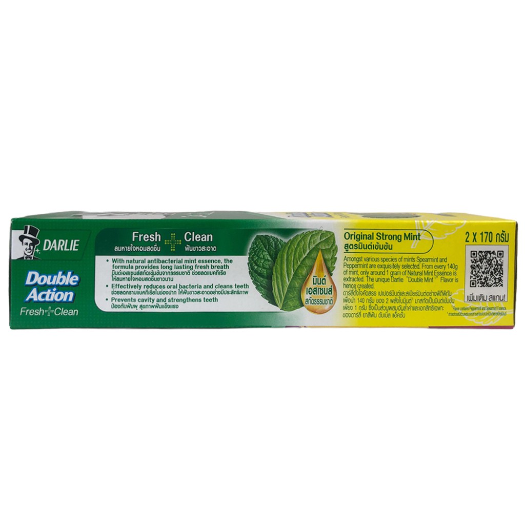 COMBO kem đánh răng tinh dầu bạc hà Fresh Clean DARLIE Thái Lan 170gr - hộp 2 tuýp - Natural mint essence toothpaste
