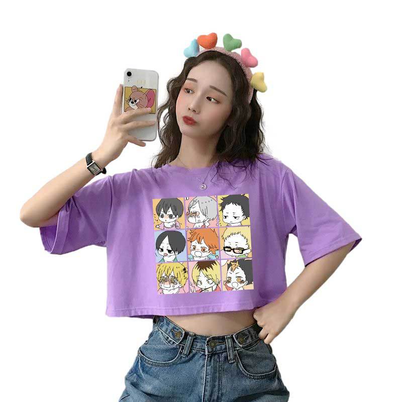 Áo Thun Crotop Form Rộng Tay Ngắn In Hình Anime Nhật Bản Ulzzang Style Hàn Quốc TTT0134