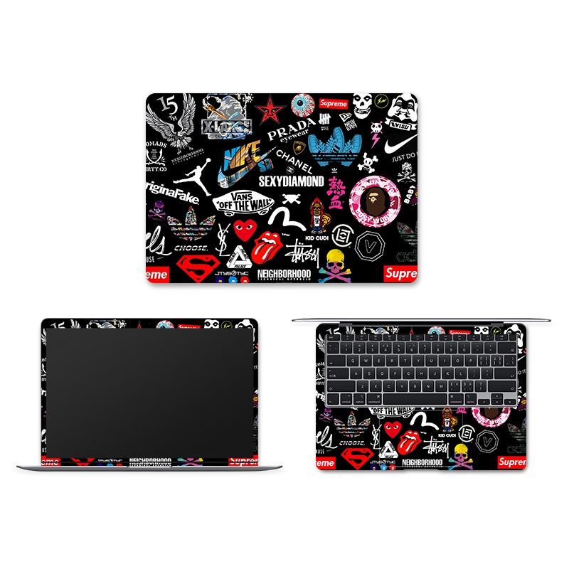 Doodle stitching notebook skin decorative decals, laptop stickers are waterproof and stain-proof, cheap and beautiful, can be pasted repeatedly, suitable for 11-17inch Acer, Asus, Dell, hp, Huawei macbook and other computer decorations