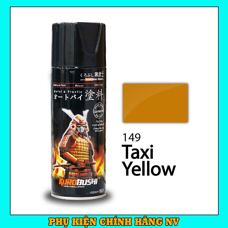 Sơn Samurai màu vàng taxi 149 chính hãng, sơn xịt dàn áo xe máy chịu nhiệt, chống nứt nẻ, kháng xăng