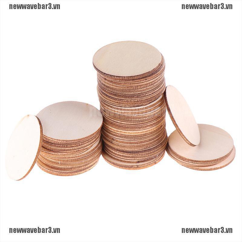Bộ 50 tấm gỗ hình tròn tự nhiên dùng làm đồ thủ công DIY