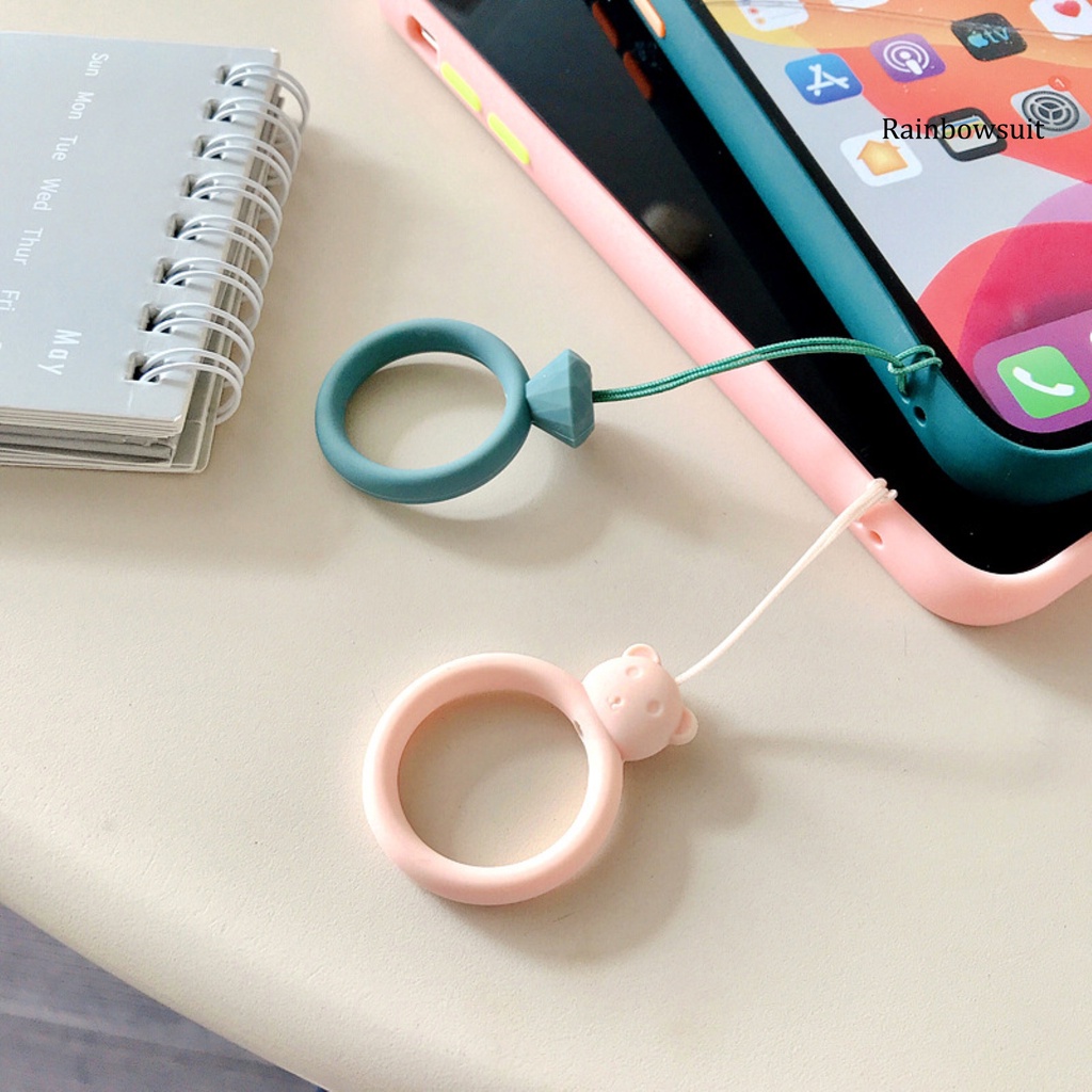 Set 2 Móc Nhẫn Điện Thoại Silicon Hình Gấu Hoạt Hình
