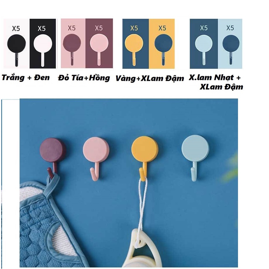 Set 10 Móc Treo Đồ Dán Tường Nhiều Màu Sắc