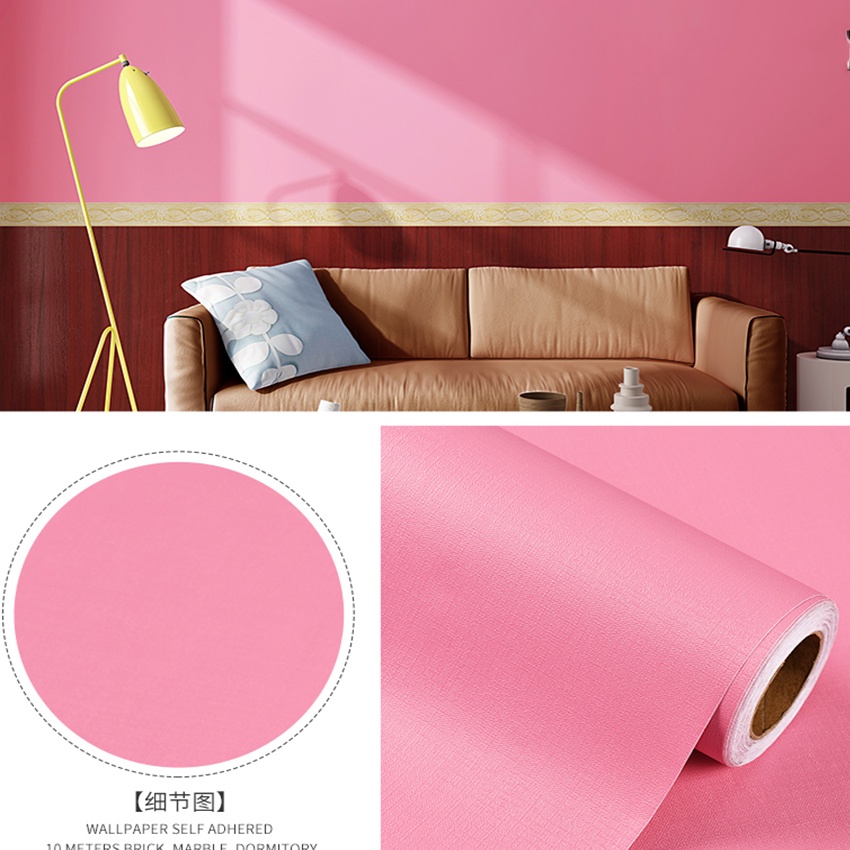 Giấy dán tường màu hồng đậm giá bán 1m x 45cm, decal dán tường màu hồng có keo sẵn - AZEVA