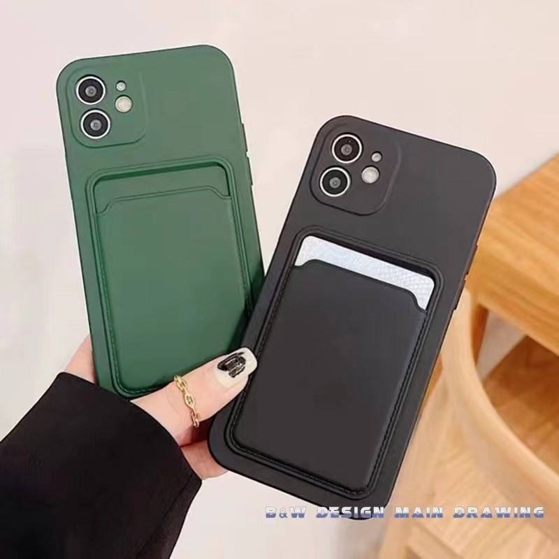 Ốp Điện Thoại Silicon Mềm Chống Sốc Có Ngăn Đựng Thẻ Thời Trang Cho iPhone 13 12 11 Pro MAX IX XS MAX XR 7 8 Plus