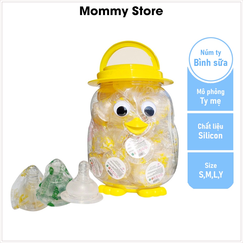 Núm ty bình sữa Kichilachi siêu mềm mô phỏng đầu ty mẹ cho bé