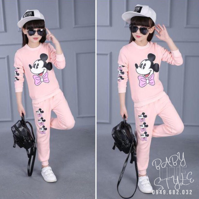 Bộ quần áo thu đông &quot;MICKEY&quot; 14-45kg cho bé gái 4-14 tuổi. Thiết kế xinh xắn, đáng yêu. G30
