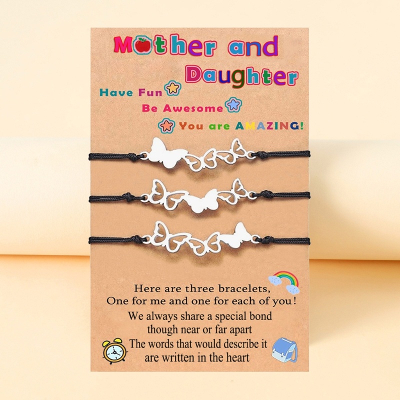 Vòng Tay Dây Thừng Mặt Hình Bướm Rỗng Phù Hợp Cho Mẹ Và Con Gái