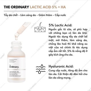 Tinh chất làm sáng da, đều mầu da, làm da mềm mịn The ordinary Lactic Acid 5% + HA