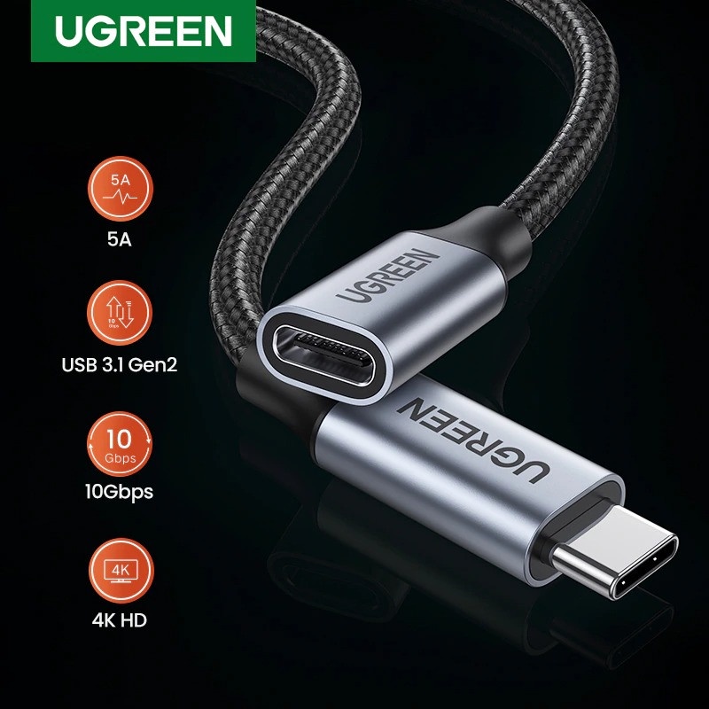 Cáp USB Type C 3.1 nối dài Gen 2 Cao Cấp Ugreen 80810 30205 Chính Hãng US372 (Thundorbolt 3 PD 5A/100W)