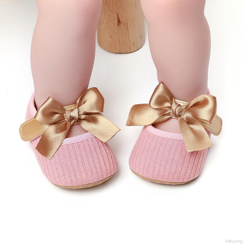 Giày Cột Nơ Đế Mềm Chống Trượt Thời Trang Cho Bé
