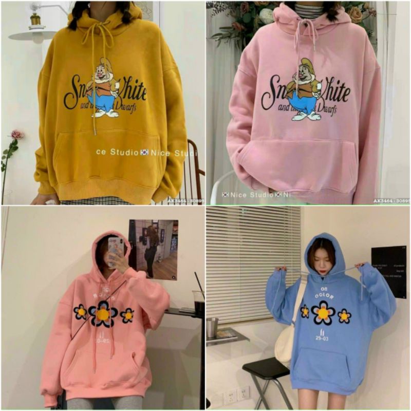 Áo Khoác Nỉ In Hoạt Hình Cute Nam Nữ💖FREESHIP RẺ ĐẸP💖Áo Hoodie Unisex Chất Thun Tay Dài In Hoa Couple Dễ Thương Jackets