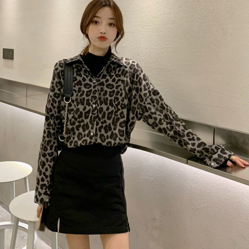 Designed Leopard Print Shirt New Long-sleeved All-match Ladies Loose Temperament Blouse | BigBuy360 - bigbuy360.vn