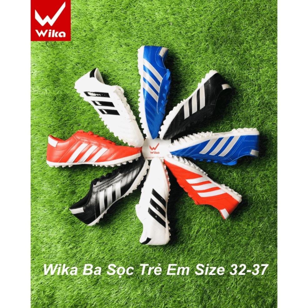 Giày Bóng Đá Cho Bé WIKA Thiết Kế 3 Sọc, Chất Da PU Chống Thấm, Phù Hợp Mặt Cỏ Nhân Tạo, Khâu Full Đế 2017 PU-2 KID
