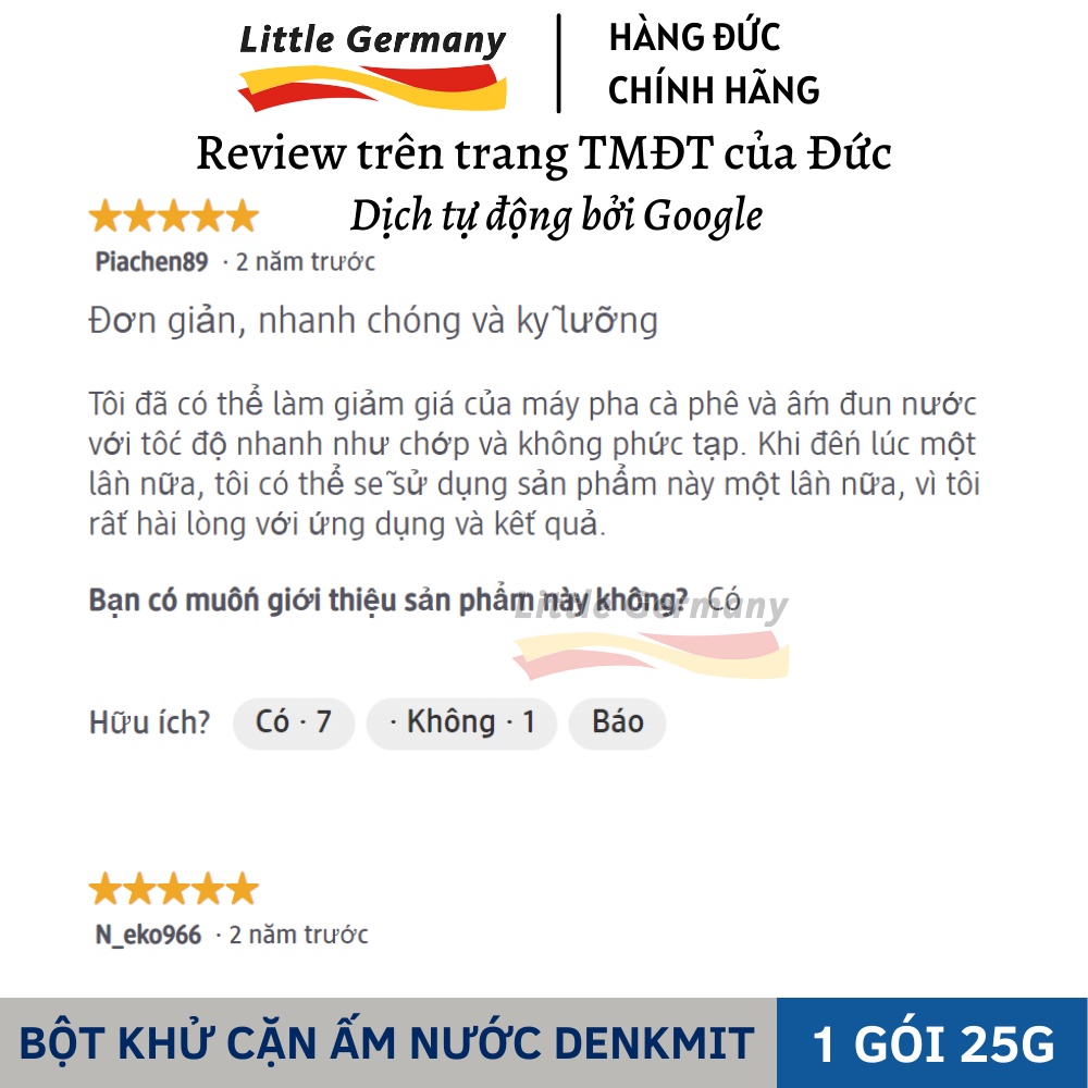 Set 2 Gói Bột Tẩy Cặn Denkmit 50g - Khử cặn bình nước, ấm siêu tốc, ấm điện, máy pha cafe  - Hàng Đức nội địa