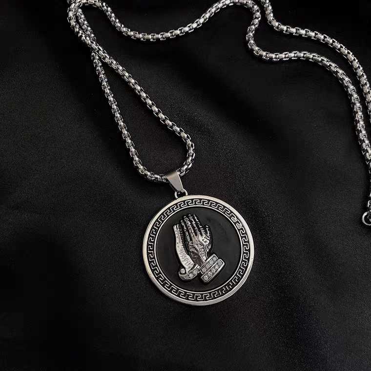 Dây Chuyền Thép Titan Mặt Tròn Phong Cách Hip Hop 2284