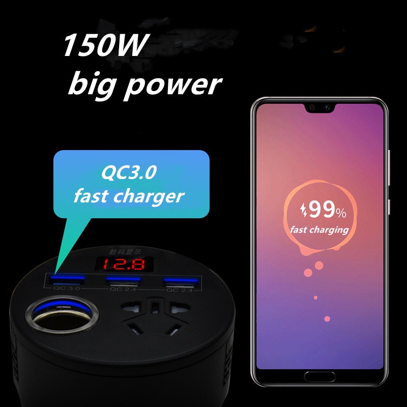 200W 12V/24V Sang 220V Tẩu Sạc Nhanh QC3.0 DC Cho Xe Hơi Tẩu sạc nhanh ô tô