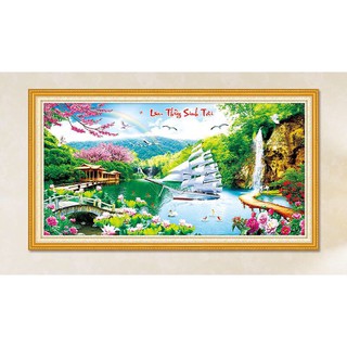 Tranh Đính Đá Phong Cảnh Lưu Thủy Sinh Tài KT:150x80cm