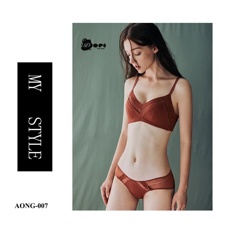 Bộ đồ lót áo ngực và quần lót nữ cao cấp không gọng phối ren AONG-007