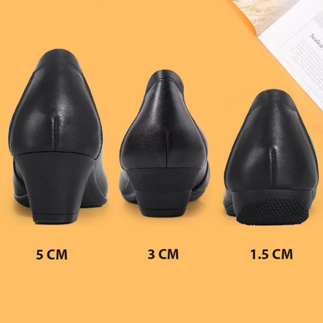 Giày Tiếp Viên Hàng Không [DA THẬT] Nữ Công Sở Văn Phòng Mũi Tròn Gót vuông FFAN STORE