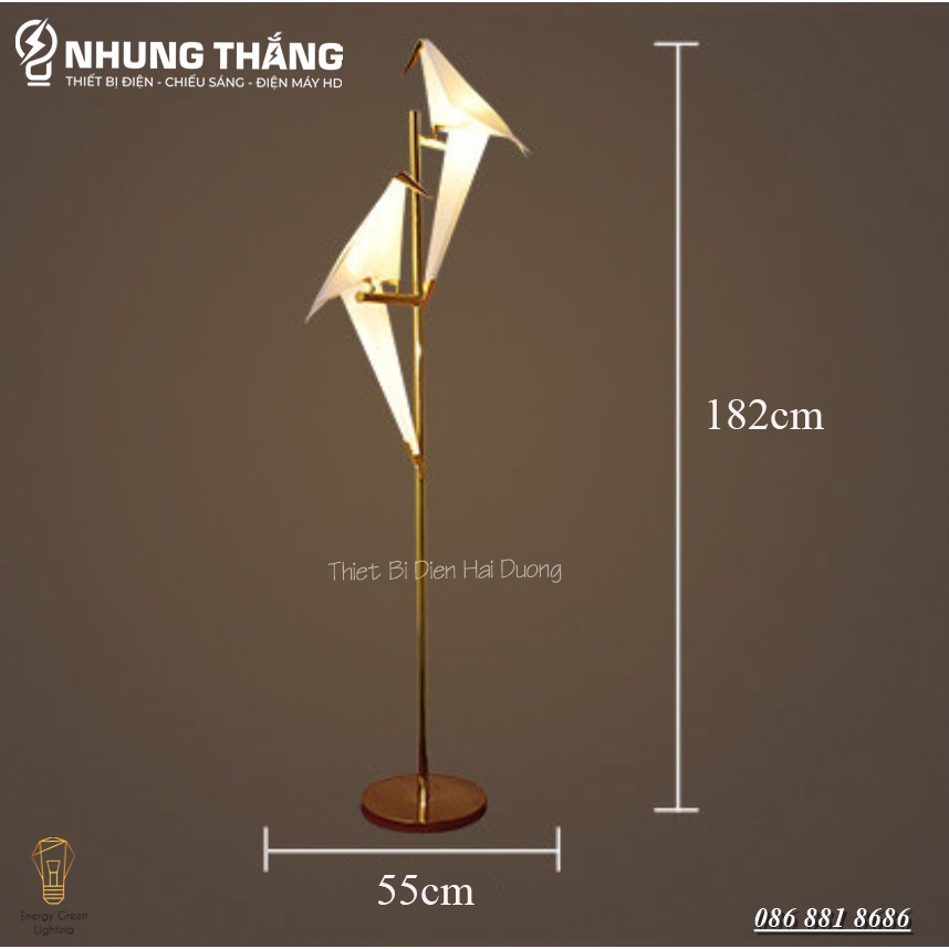 Đèn Cây Đứng 2 Chim Hạc Cao Cấp DB-C2 - Cao 182cm - Kiểu Dáng Sang Trọng - Trang Trí Phòng Khách,Phòng Ngủ,Đọc Sách
