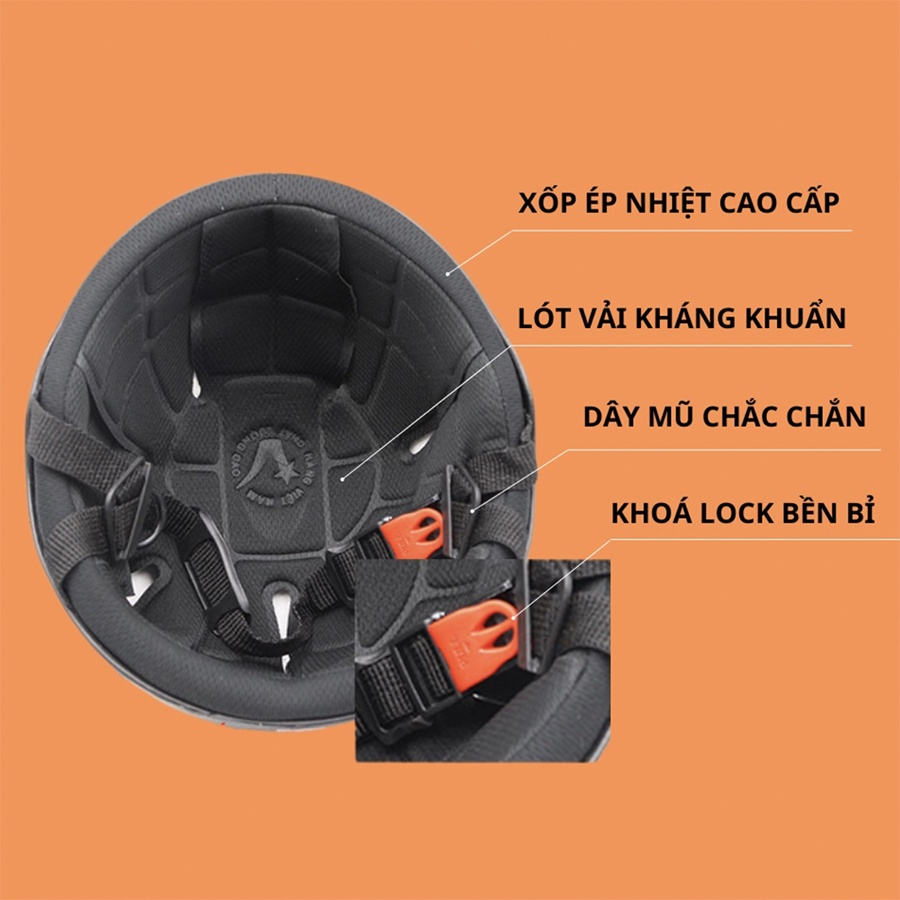 Mũ Bảo Hiểm Nửa Đầu 1/2 Nhiều Tem Kèm Kính Phi Công Siêu HOT - Hàng Cao Cấp-Nón Bảo Hiểm 1/2 Có Kính Tuỳ Chọn