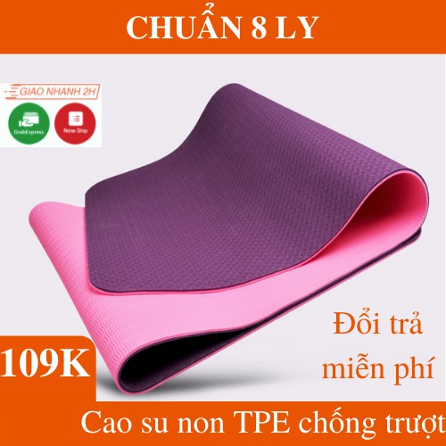 Thảm tập YOGA GYM chống trượt cao su TPE 2 lớp 8mm tấm miếng đệm nót tập thể dục tại nhà GYGAP